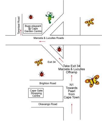 Map to get to Bugz Family Playpark, Cape Town