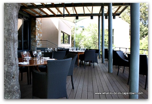 Outside seating at The Restaurant at Tokara Winery, Stellenbosch Wine Route