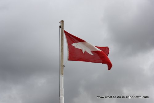 Cape Town Weather - Shark warning flag at Fish Hoek Beach