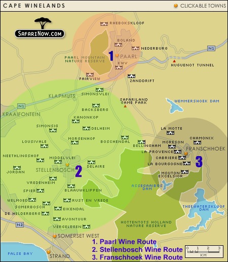 Cape Winelands Accommodation Map