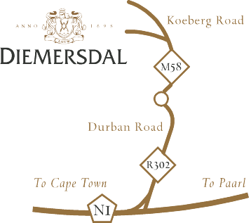 Map to Diemersdal Wine Estate, Cape Town